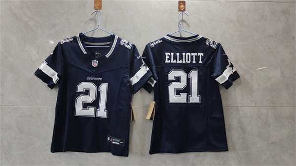 Women%27s Dallas Cowboys #21 Ezekiel Elliott Navy 2023 F.U.S.E. Limited Stitched Jersey